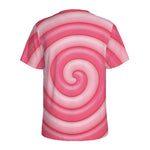 Pink Swirl Lollipop Print Men's Sports T-Shirt