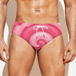 Pink Swirl Lollipop Print Men's Swim Briefs