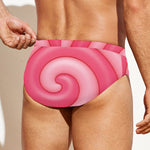 Pink Swirl Lollipop Print Men's Swim Briefs