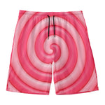 Pink Swirl Lollipop Print Men's Swim Trunks