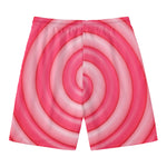 Pink Swirl Lollipop Print Men's Swim Trunks