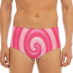 Pink Swirl Lollipop Print Men's Triangle Swim Briefs