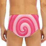 Pink Swirl Lollipop Print Men's Triangle Swim Briefs