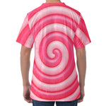 Pink Swirl Lollipop Print Men's Velvet T-Shirt