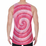 Pink Swirl Lollipop Print Men's Velvet Tank Top