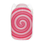 Pink Swirl Lollipop Print Mesh Laundry Hamper