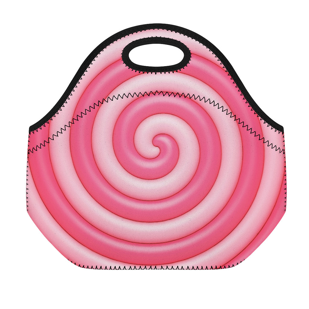 Pink Swirl Lollipop Print Neoprene Lunch Bag