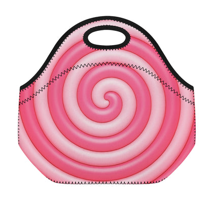 Pink Swirl Lollipop Print Neoprene Lunch Bag