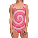 Pink Swirl Lollipop Print One Piece Swimsuit