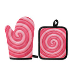 Pink Swirl Lollipop Print Oven Mitt And Pot Holder Set