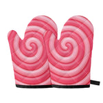 Pink Swirl Lollipop Print Oven Mitts