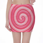 Pink Swirl Lollipop Print Pencil Mini Skirt