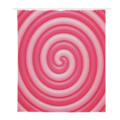 Pink Swirl Lollipop Print Polyester Shower Curtain
