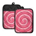 Pink Swirl Lollipop Print Pot Holders With Pocket