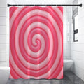Pink Swirl Lollipop Print Premium Shower Curtain