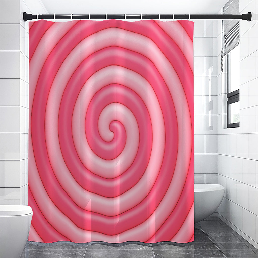 Pink Swirl Lollipop Print Premium Shower Curtain