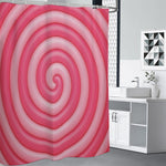 Pink Swirl Lollipop Print Premium Shower Curtain