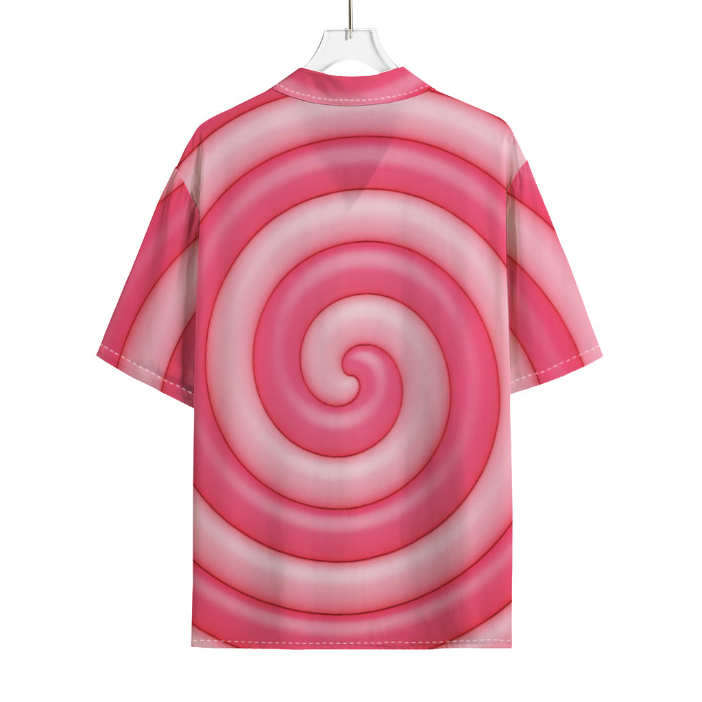 Pink Swirl Lollipop Print Rayon Hawaiian Shirt