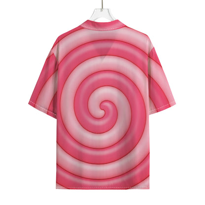 Pink Swirl Lollipop Print Rayon Hawaiian Shirt