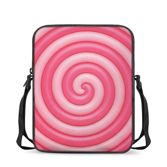 Pink Swirl Lollipop Print Rectangular Crossbody Bag