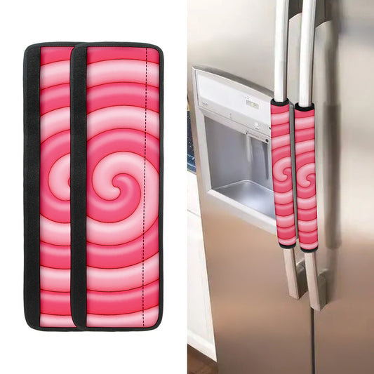 Pink Swirl Lollipop Print Refrigerator Handle Covers
