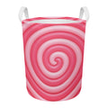 Pink Swirl Lollipop Print Round Laundry Basket