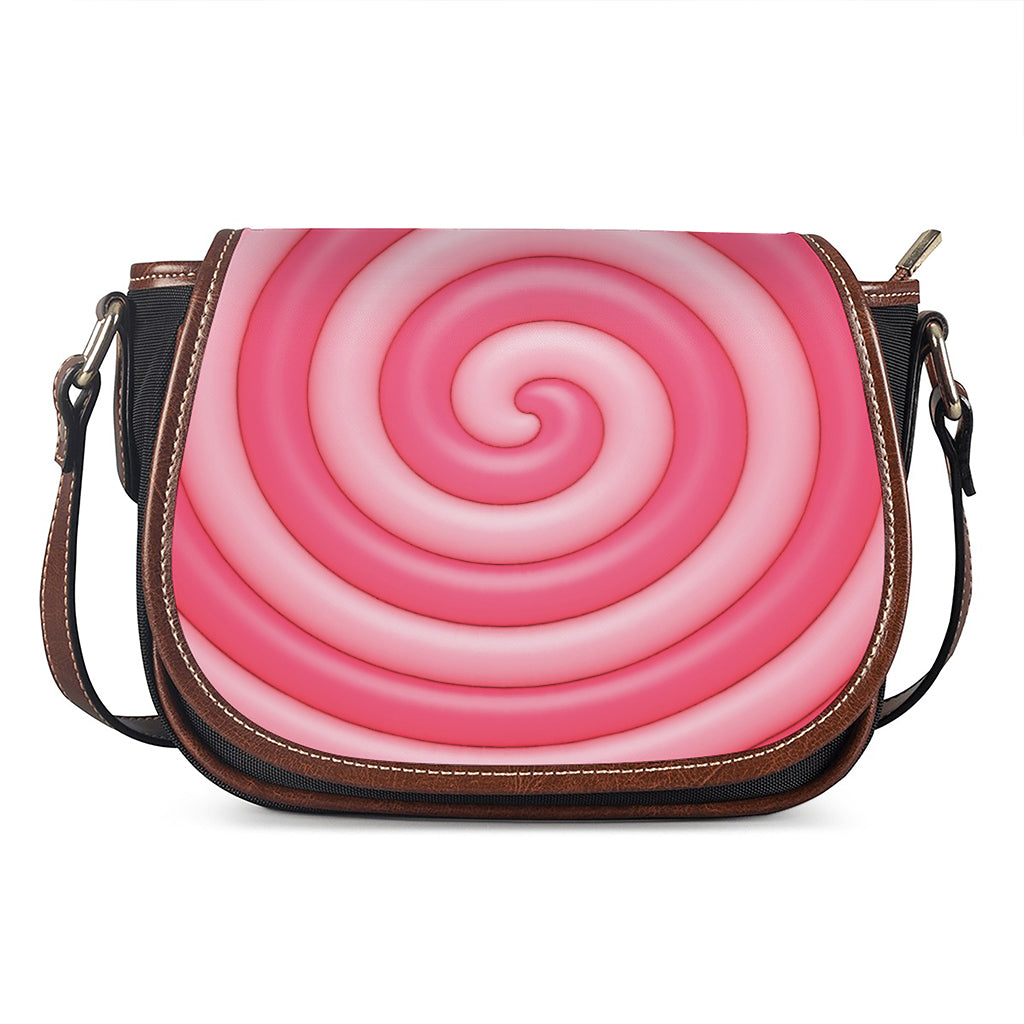 Pink Swirl Lollipop Print Saddle Bag