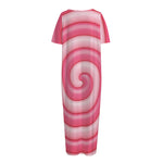 Pink Swirl Lollipop Print Short Sleeve Long Nightdress