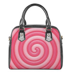 Pink Swirl Lollipop Print Shoulder Handbag