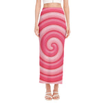 Pink Swirl Lollipop Print Side Slit Maxi Skirt