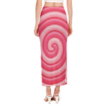 Pink Swirl Lollipop Print Side Slit Maxi Skirt