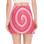 Pink Swirl Lollipop Print Side Slit Mini Skirt