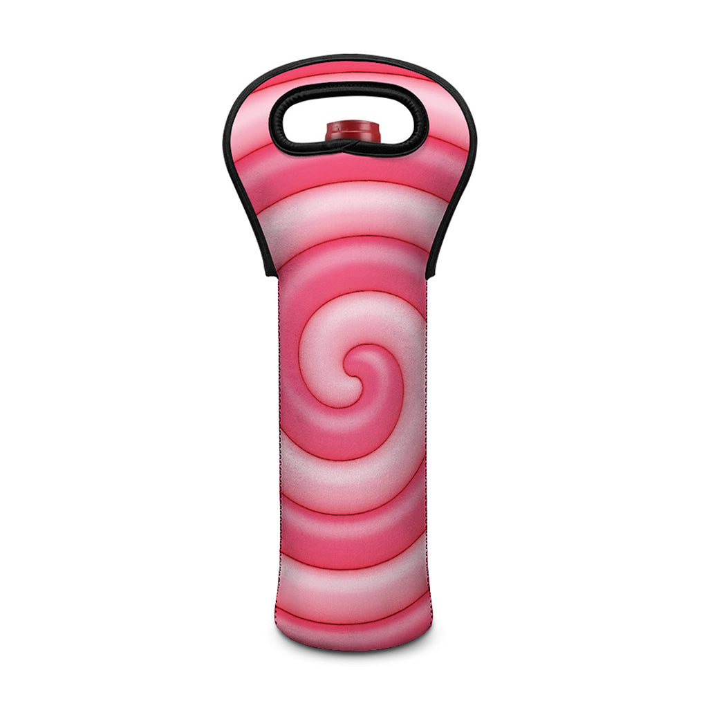 Pink Swirl Lollipop Print Single Neoprene Wine Tote