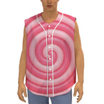 Pink Swirl Lollipop Print Sleeveless Baseball Jersey