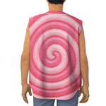 Pink Swirl Lollipop Print Sleeveless Baseball Jersey