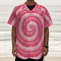 Pink Swirl Lollipop Print Textured Short Sleeve Shirt