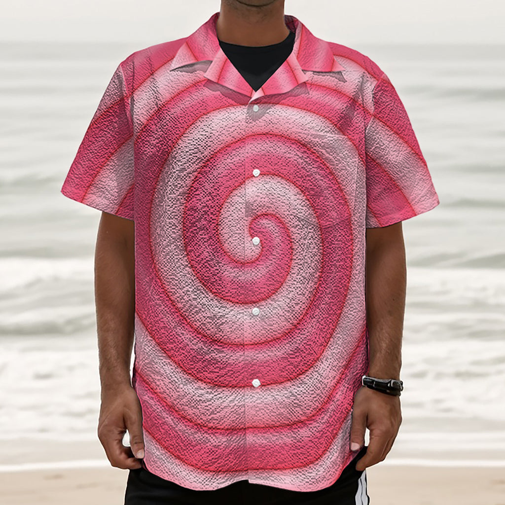 Pink Swirl Lollipop Print Textured Short Sleeve Shirt