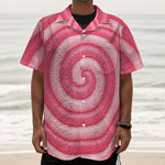 Pink Swirl Lollipop Print Textured Short Sleeve Shirt