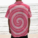 Pink Swirl Lollipop Print Textured Short Sleeve Shirt