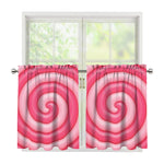 Pink Swirl Lollipop Print Tier Curtains