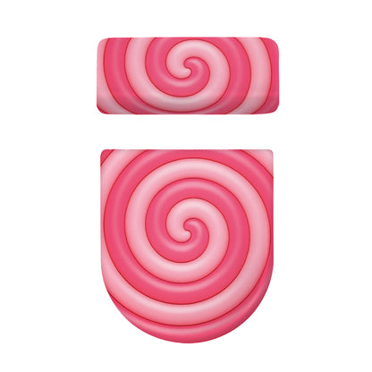 Pink Swirl Lollipop Print Toilet Lid And Tank Cover Set