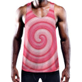 Pink Swirl Lollipop Print Men's Workout Tank Top