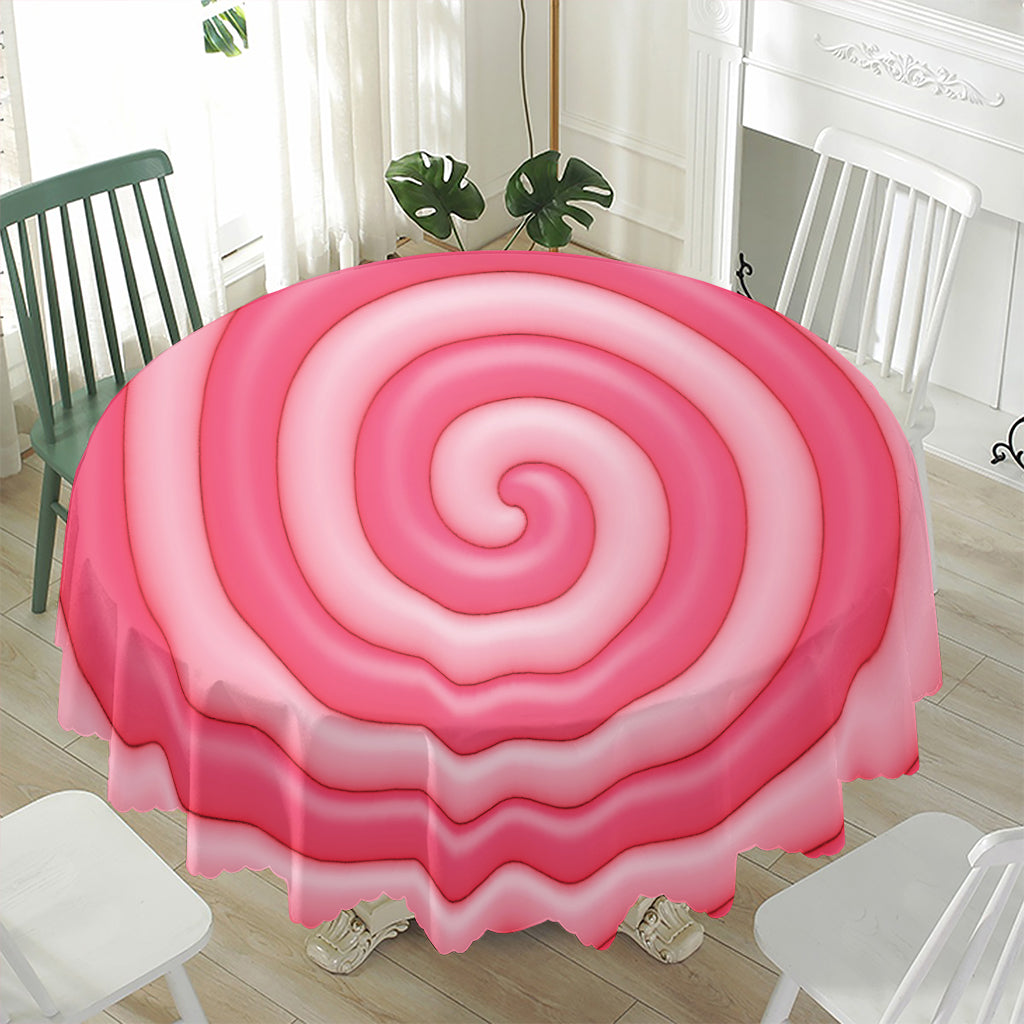 Pink Swirl Lollipop Print Waterproof Round Tablecloth