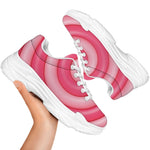 Pink Swirl Lollipop Print White Chunky Shoes