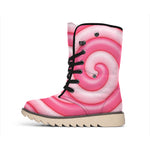 Pink Swirl Lollipop Print Winter Boots