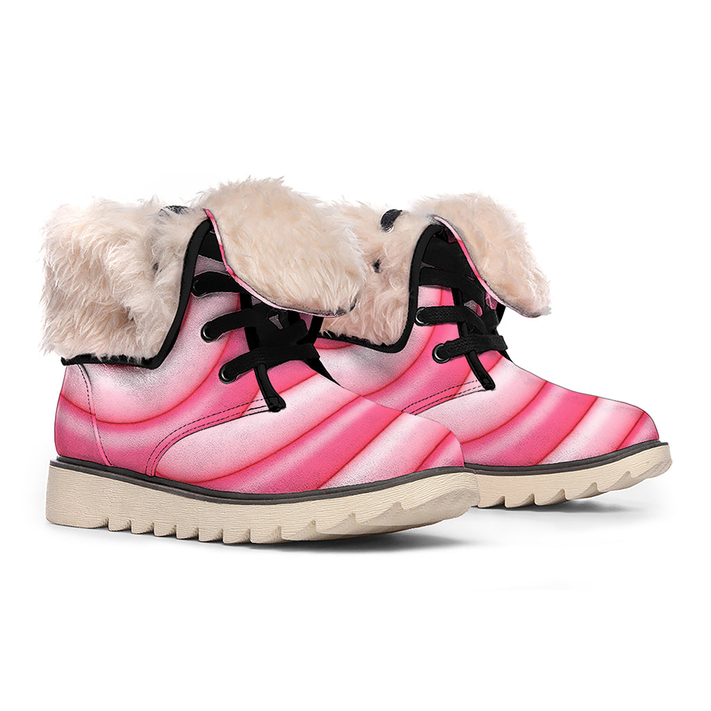 Pink Swirl Lollipop Print Winter Boots