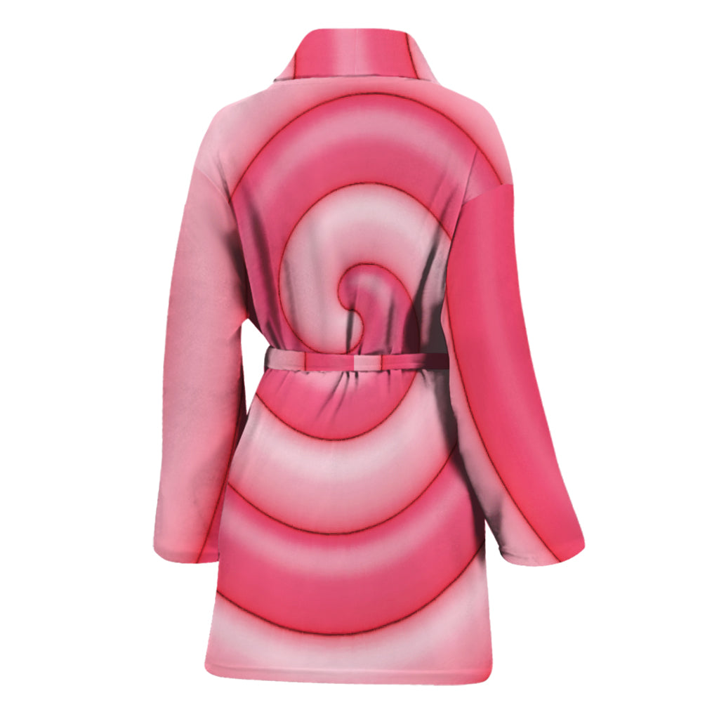 Pink Swirl Lollipop Print Women's Bathrobe