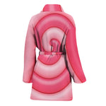 Pink Swirl Lollipop Print Women's Bathrobe