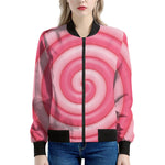 Pink Swirl Lollipop Print Women's Bomber Jacket