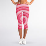 Pink Swirl Lollipop Print Women's Capri Leggings